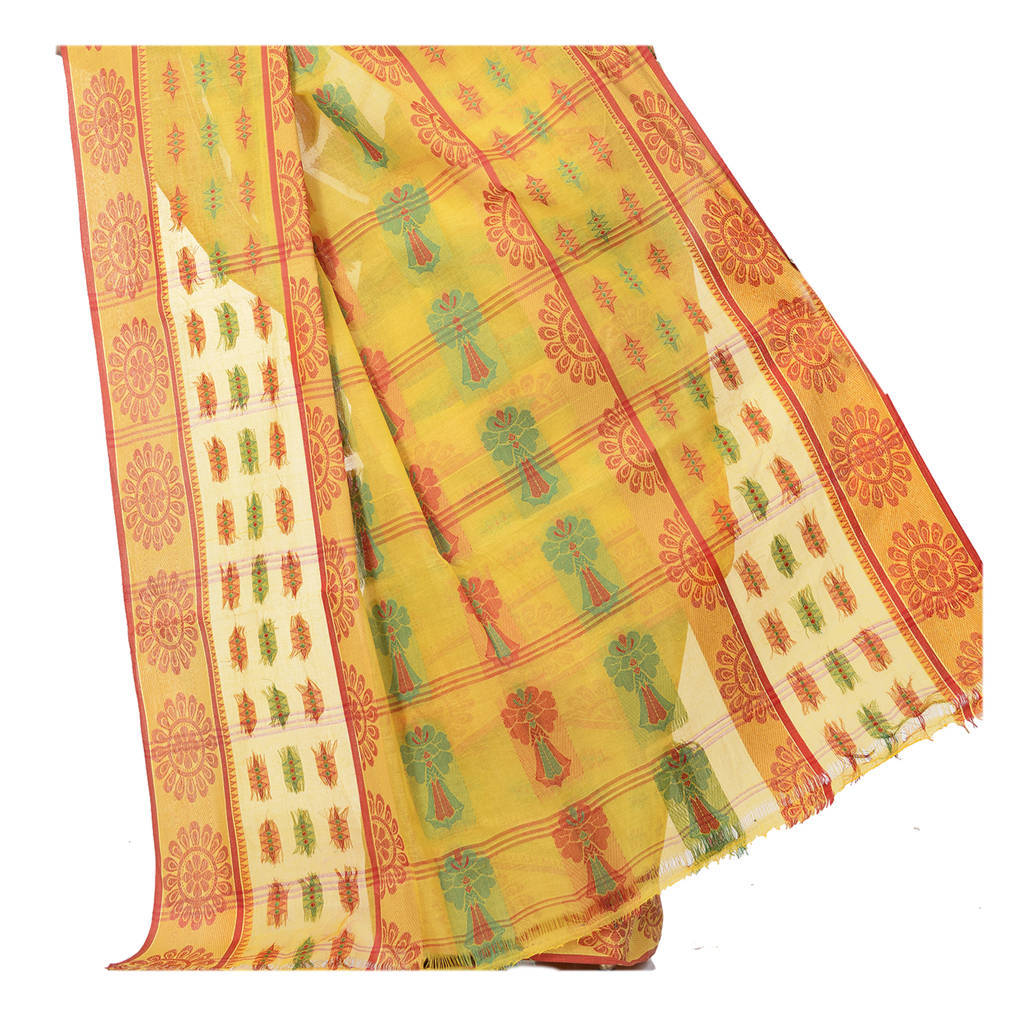 Yellow Pure Cotton FULL TANT Tant Saree (4083)